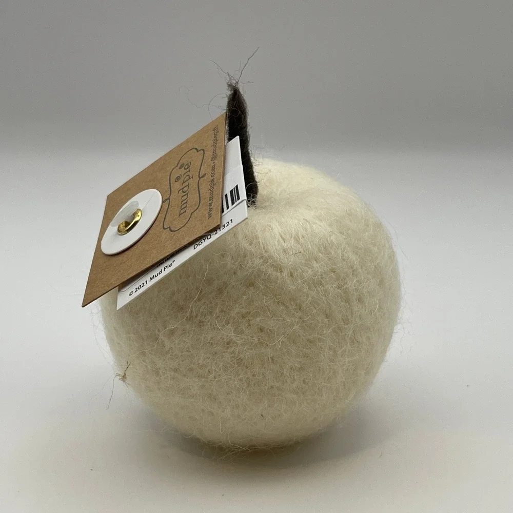 Mud Pie Cream Felted Wool Apple Bowl Filler Set of 10 Farmhouse Decor DGYQ-21321